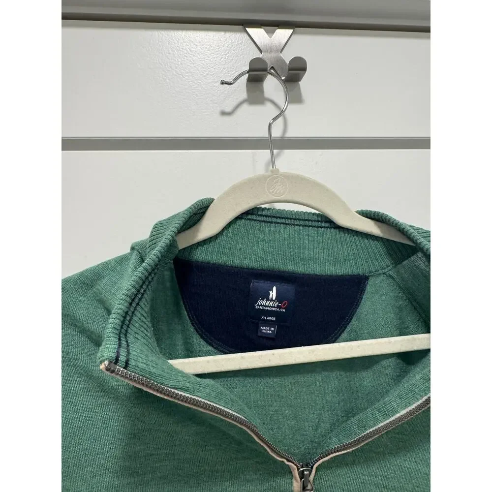 johnnie-O Baron Half Zip Wool Blend Sweater XL Palm Green